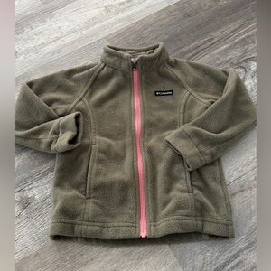 Columbia Kids Fleece Jacket in Green with Pink Accent